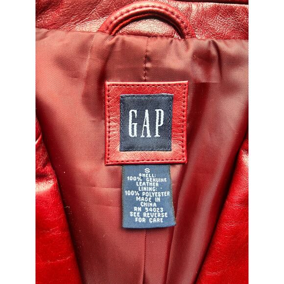 Vintage GAP Red Leather Blazer Womens Jacket 100% Genuine Leather Small - Picture 4 of 5